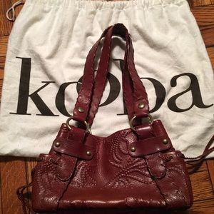 Kooba Sienna Embroidered Brown Leather Bag